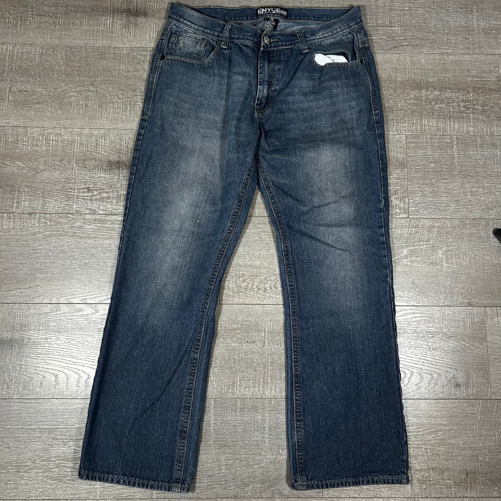 Enyce Sean Combs Co Mens Blue Denim Jeans Size 38 Straight Leg Y2K Streetwear
